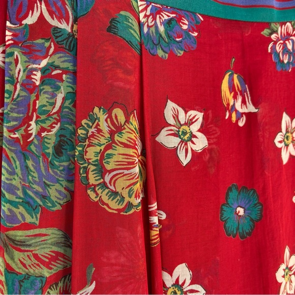 Geiger Vintage Floral Wool Red and Green Women's Midi Skirt Made in Austria - Picture 8 of 8